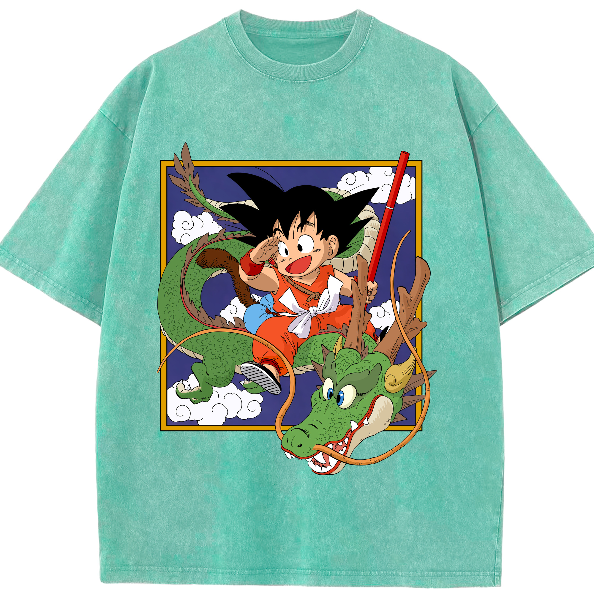 （画像用） ドラゴンボール 孫悟空（そん ごくう）Son Goku カカロット DRAGON BALL Kakarotto 綿100% ヴィンテージ風 半袖Tシャツ（フロントプリント）